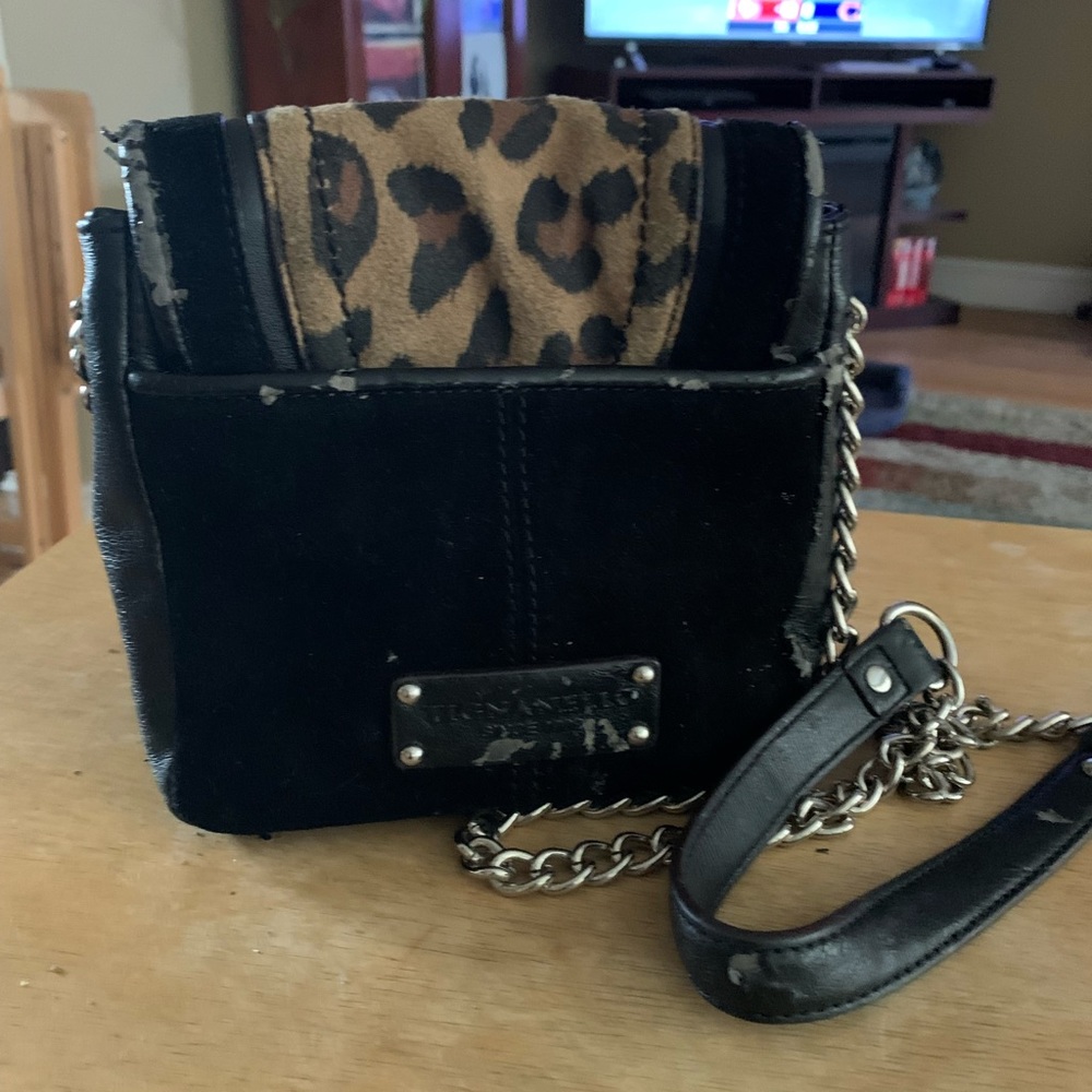 Tignanello leather Leopard Chain Crossbody